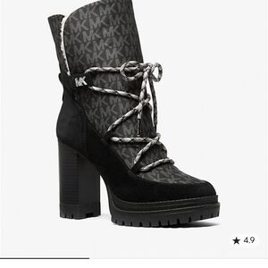 Michael Kors Black Monogram Heeled Boots